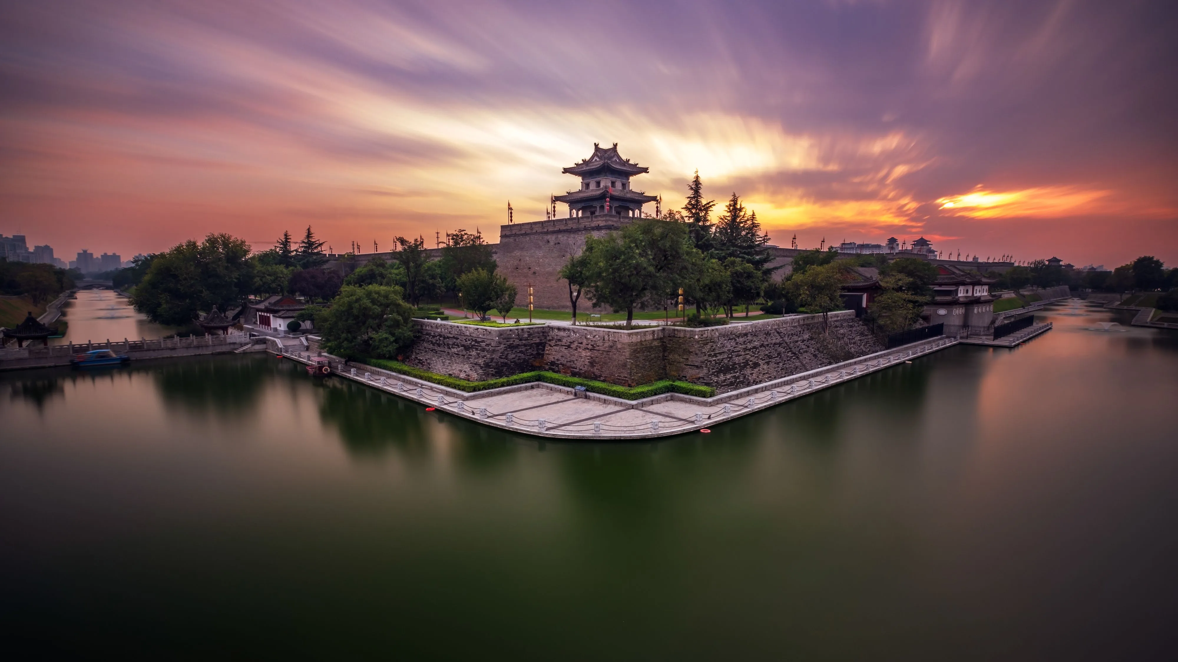 Ancient City Wall at dusk